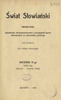 Świat Słowiański : miesięcznik pod redakcyą Dra Feliksa Konecznego