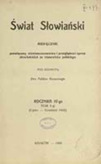 Świat Słowiański : miesięcznik pod redakcyą Dra Feliksa Konecznego