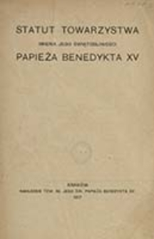 Statut Towarzystwa imienia Jego Świątobliwości Papieża Benedykta XV