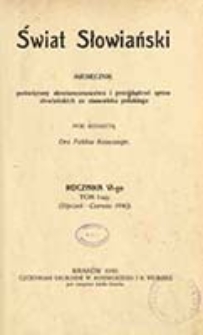 Świat Słowiański : miesięcznik pod redakcyą Dra Feliksa Konecznego