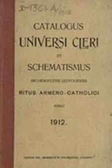 Catalogus Universi Cleri Archi-dioecesis Leopoliensis Ritus Armeni pro Anno Domini ...