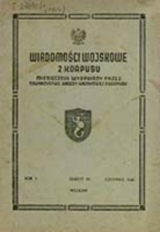 Wiadomości Wojskowe 2 Korpusu : miesięcznik wydawany przez Towarzystwo Wiedzy Wojskowej 2 Korpusu