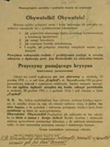 Obywatelki! Obywatele! [...] : Przyczyny panującego kryzysu [...]