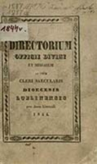 Ordo Officii Divini ad Usum Dioecesis Lublinensis pro Anno Domini 1844
