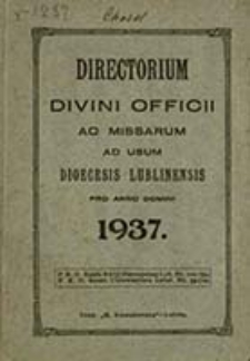 Ordo Officii Divini ad Usum Dioecesis Lublinensis pro Anno Domini 1937