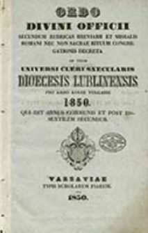 Ordo Officii Divini ad Usum Dioecesis Lublinensis pro Anno Domini 1850