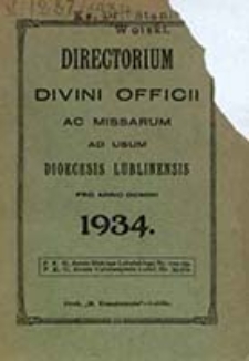 Ordo Officii Divini ad Usum Dioecesis Lublinensis pro Anno Domini 1934