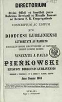 Ordo Officii Divini ad Usum Dioecesis Lublinensis pro Anno Domini 1863