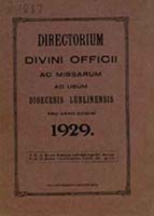 Ordo Officii Divini ad Usum Dioecesis Lublinensis pro Anno Domini 1929