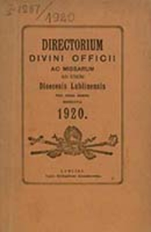 Ordo Officii Divini ad Usum Dioecesis Lublinensis pro Anno Domini 1920