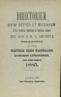 Ordo Officii Divini ad Usum Dioecesis Lublinensis pro Anno Domini 1885