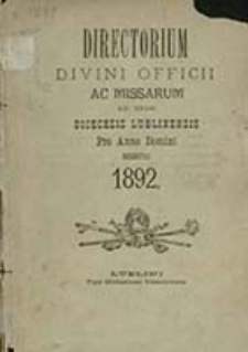 Ordo Officii Divini ad Usum Dioecesis Lublinensis pro Anno Domini 1892
