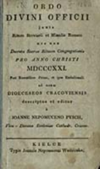 Ordo Offici Divini pro Dioecesi Cracoviensi Juxta Rubricas Breviarii & Missalis [...] / Andrea Rawa Gawroński