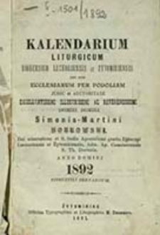 Kalendarium Liturgicum Dioecesium Luceoriensis et Żytomiriensis nec non Ecclesiarum per Podoliam [...] Anno Domini ... Servandum