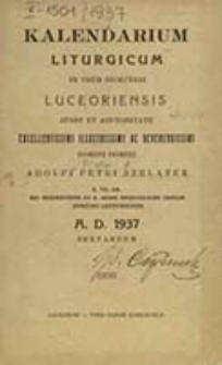 Kalendarium Liturgicum in Usum Dioecesis Luceoriensis [...] A. D. ... Servandum
