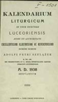 Kalendarium Liturgicum in Usum Dioecesis Luceoriensis [...] A. D. ... Servandum