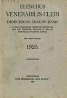 Elenchus Venerabilis Cleri tam Saecularis quam Regularis Dioeceseos Cracoviensis pro Anno Domini ...