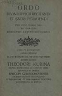 Ordo Divini Officii Recitandi et Sacri Peragendi pro Anno Domini ... ad Usum Cleri Dioecesis Częstochoviensis