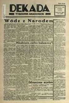 Dekada : tygodnik akademicki / [Wyd. i red. Wiktor Stanisławski ; red. odpow. Zbigniew Jasiński]
