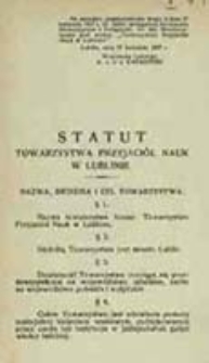 Statut Towarzystwa Przyjaciół Nauk w Lublinie