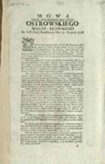 Mowa Jasnie Wielmoznego [...] Xiędza Ostrowskiego Biskupa Kuiawskiego Na Sessyi Rady Nieustaiącey Dnia 23. Sierpnia 1776