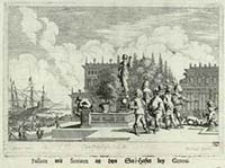 Pallazz mit Statuen an dem See-Hafen bey Genoa [Dokument ikonograficzny] / J. W. Baur inv. ; Melchior Küsell fe.