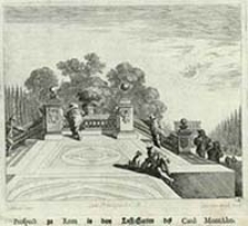 Prospect zu Rom in dem Lust-Garten des Card : MontAlto [Dokument ikonograficzny] / J. W. Baur inv. ; Melchior Küsell fecit