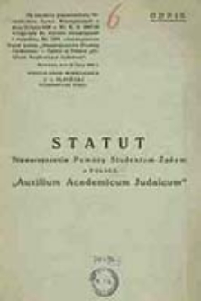 Statut Stowarzyszenia Pomocy Studentom Żydom w Polsce "Auxilium Academicum Judaicum"