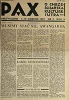 Pax : miesięcznik Porozumienia Akademickich Katolickich Stowarzyszeń