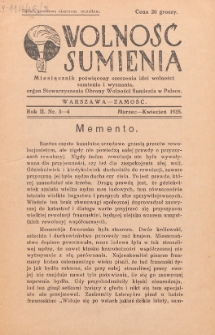 Wolność Sumienia. R. 2, Nr 3/4 (1935)