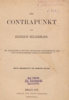 Der Contrapunkt / von Heinrich Bellermann