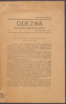 Odezwa. Nr 1 (1919)