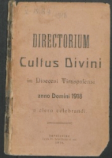 Directorium Horarum Canonicarum et Sacrarum Missarum ad usum Dioecesis Tiraspolensis pro Anno Domini 1918