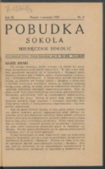 Pobudka Sokola : organ Dzielnicy Wielkopolskiej Związku Towarzystw Gimn. Sokół : miesięcznik Sokolic. R. 3, Nr 9 (1935)