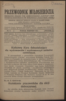 Przewodnik Miłosierdzia : miesięcznik Związku Towarzystw Dobroczynności "Caritas" i Rad Wyższych Kongregacji św. Wincentego à Paulo męskich i żeńskich. R. 6, Nr 9 (1927).