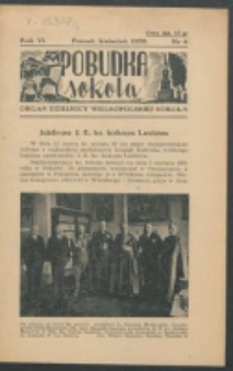 Pobudka Sokola : organ Dzielnicy Wielkopolskiej Związku Towarzystw Gimn. Sokół : miesięcznik Sokolic. R. 6, Nr 4 (1938)