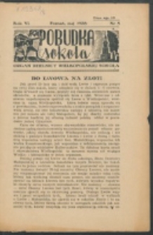 Pobudka Sokola : organ Dzielnicy Wielkopolskiej Związku Towarzystw Gimn. Sokół : miesięcznik Sokolic. R. 6, Nr 5 (1938)