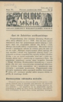 Pobudka Sokola : organ Dzielnicy Wielkopolskiej Związku Towarzystw Gimn. Sokół : miesięcznik Sokolic. R. 6, Nr 10 (1938)