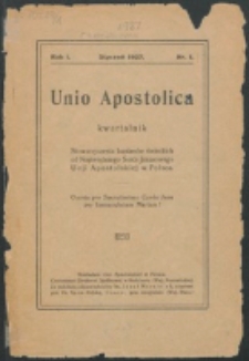 Unio Apostolica. R. 1, nr 1 (1927)
