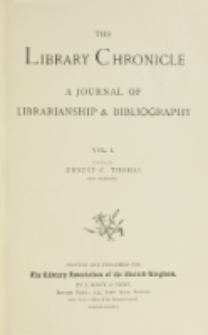The Library Chronicle. Vol. 1 (1884)