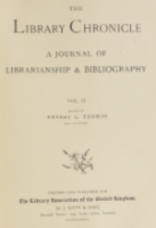 The Library Chronicle. Vol. 2 (1885)