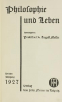 Philosophie und Leben. Jg. 3, H. 1 (1927)