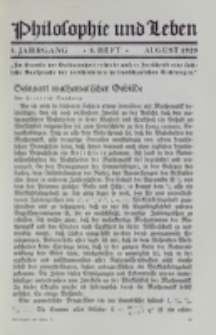 Philosophie und Leben. Jg. 5, H. 8 (1929)