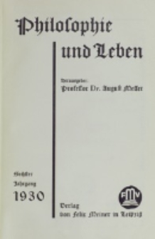 Philosophie und Leben. Jg. 6, H. 1 (1930)