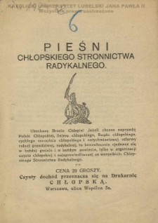 Pieśni Chłopskiego Stronnictwa Radykalnego.