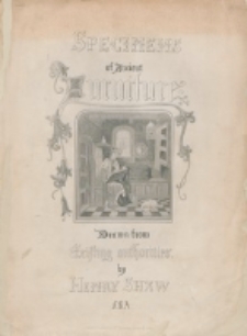 Specimens of ancient furniture / drawn from existing authorities by Henry Shaw with descriptions by Samuel Rush Meyrick.