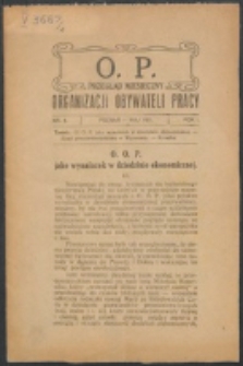 O. P. : przegląd miesięczny Organizacji Obywateli Pracy. R. 1, nr 5 (1921)