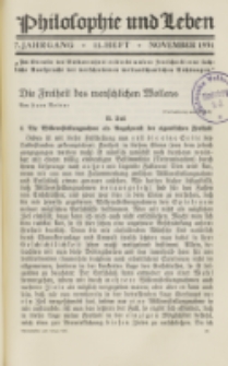 Philosophie und Leben. Jg. 7, H. 11 (1931)