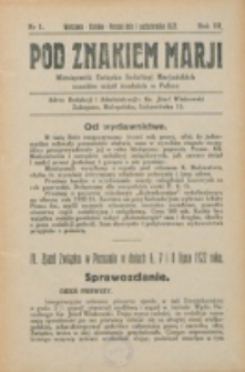Pod Znakiem Marji. R. 3, nr 1 (1922)