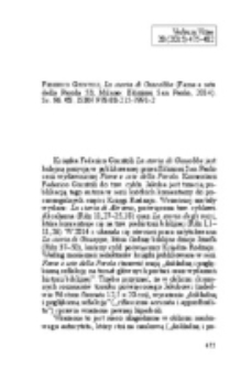 Napora, Krzysztof &ndash; Recenzja : Federico Giuntoli, La storia di Giacobbe (Fame e setedella Parola 53; Milano: Edizioni San Paolo, 2014). ss. 96. &euro;8. ISBN 978-88-215-7991-2.